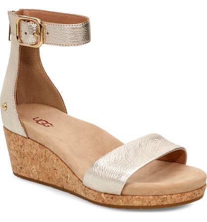 UGG® Zoe II Metallic Wedge Sandal (Women) | Nordstrom