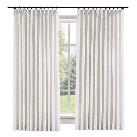 TWOPAGES 150 W x 96 L inch Pinch Pleat Darkening Drapes Faux Linen Curtains with Blackout Lining Drapery Panel for Living Room Bedroom Meetingroom Club Theater Patio Door (1 Panel),Beige White: Amazon.ca: Home & Kitchen