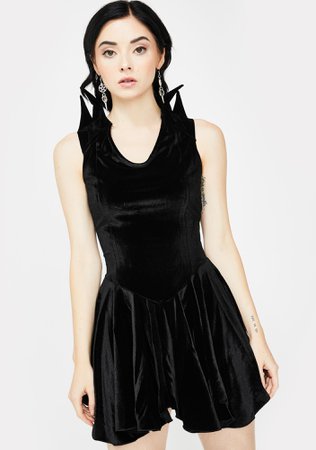 Devil Fashion Sharp Shoulders Velvet Dress | Dolls Kill