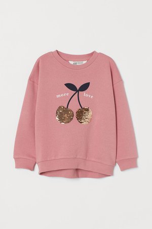Sweatshirt with a decoration - Old rose/Sequins - Kids | H&M GB