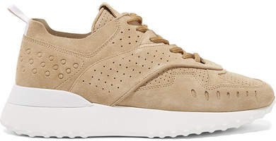 Perforated Suede Sneakers - Sand