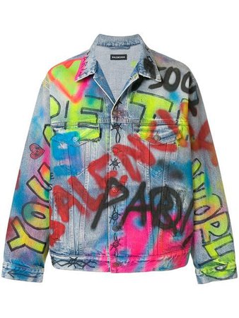 Balenciaga Graffiti denim jacket $2,190 - Buy Online SS19 - Quick Shipping, Price