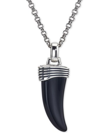Esquire Sterling Silver Onyx Horn Pendant Necklace