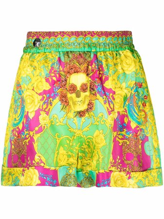 Shop Philipp Plein baroque-print shorts with Express Delivery - FARFETCH