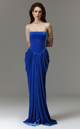Draped Velvet Corset Gown By Rasario | Moda Operandi