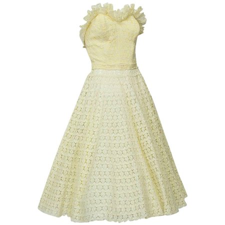 Crochet Sun Suit with Strapless Bustier and Circle Skirt, 1950s For Sale at 1stdibs