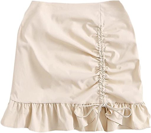 Amazon.com: WDIRARA Women's Print High Waist Drawstring Ruffle Hem Bodycon Mini Skirt : Clothing, Shoes & Jewelry