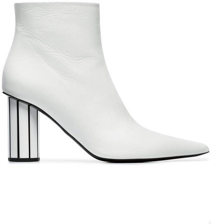 white mirror heel 90 leather ankle boots