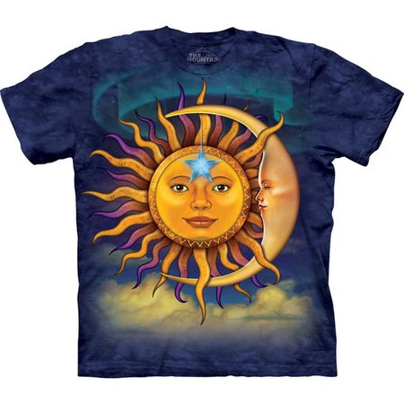 The Mountain Sun and Moon Tie-Dye T-Shirt Tee Liquid Blue