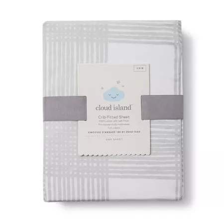 Crib Fitted Sheet Sketchy Plaid - Cloud Island Gray : Target