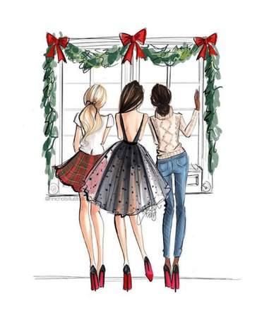 christmas fashion sketch illustration