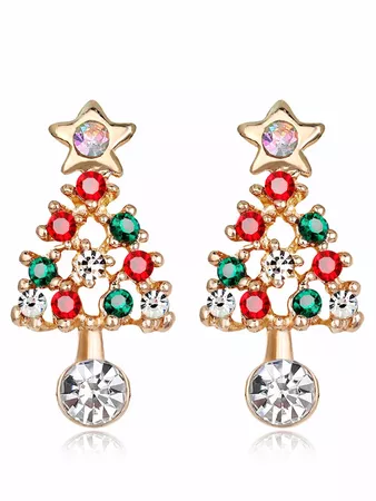 DressLily.com: Photo Gallery - Acrylic Rhinestones Hollow Out Christmas Tree Earrings