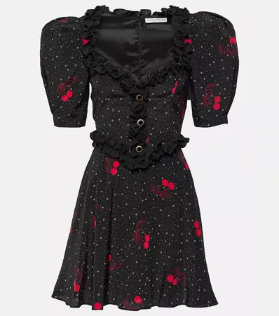 Ruffled Printed Minidress in Black - Alessandra Rich | Mytheresa