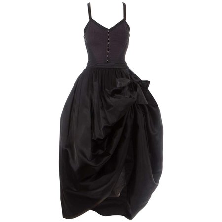 Dolce and Gabbana black silk corset and bustle skirt ensemble, fw 1992 For Sale at 1stDibs