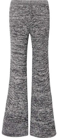 Victoria, Victoria Beckham - Mélange Ribbed-knit Flared Pants - Navy