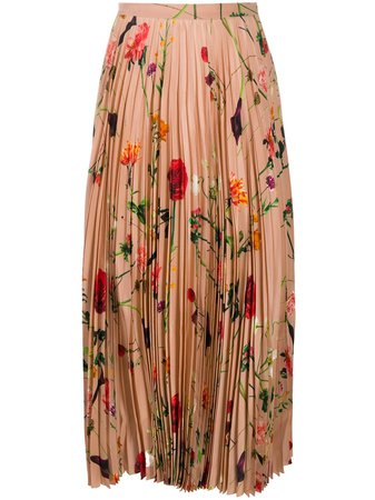 Valentino, Floral Print Pleated Skirt