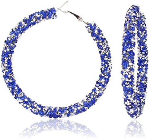 Amazon.com: Bohemian Sparkle Resin Rhinestone Wrapped Big Hoop Dangle Earrings Circle Jewelry for Women Girls-white blue: Clothing, Shoes & Jewelry