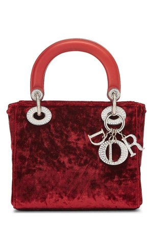 Dior Red Velvet Lady Dior Mini Bag