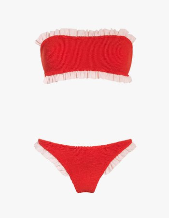 Tracey Frill Bikini - Red & Pink - Hunza G - Brands - Superette | Your Fashion Destination.