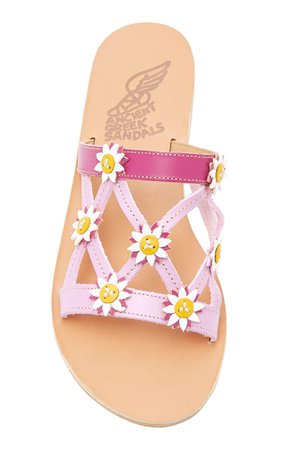 Peonia Floral-Embellished Leather Sandals by Fabrizio Viti x Ancient Greek Sandals | Moda Operandi