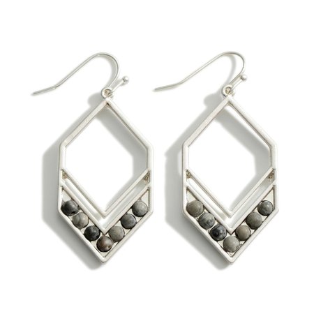 Chevron Natural Stone Earrings in Silver | Unicorn Sparkle - A Soulful Style Brand