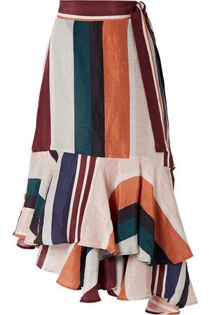 APIECE APART | Rosita striped linen and silk-blend wrap skirt | NET-A-PORTER.COM