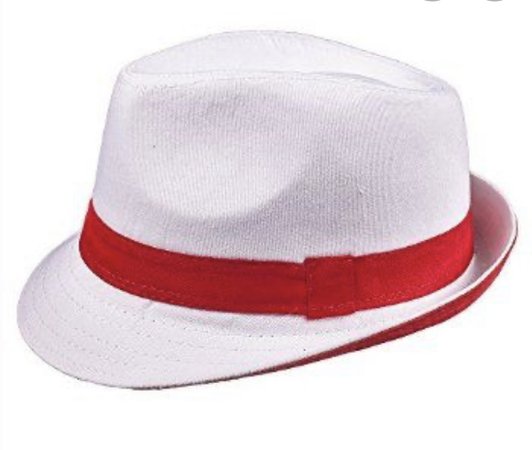 White Fedora Hat with Red Band