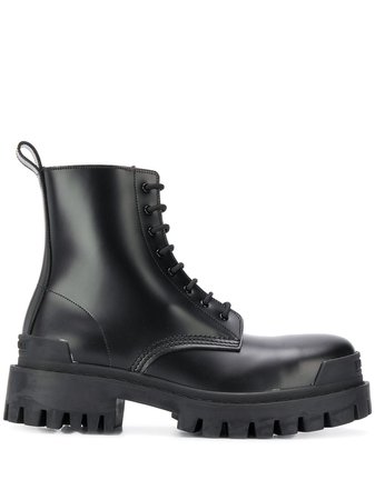 Black Balenciaga Military-Style Ankle Boots | Farfetch.com
