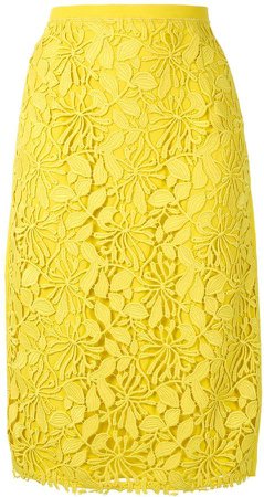 Floral-Crochet Pencil Skirt