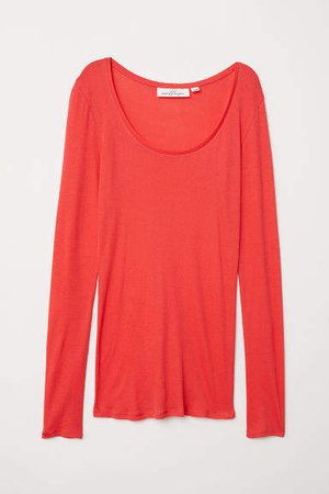 Long-sleeved Jersey Top - Red