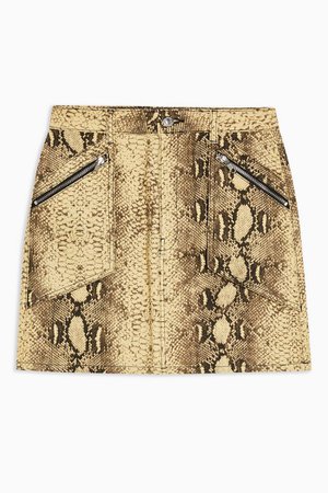 Yellow Snake Denim Mini Skirt | Topshop