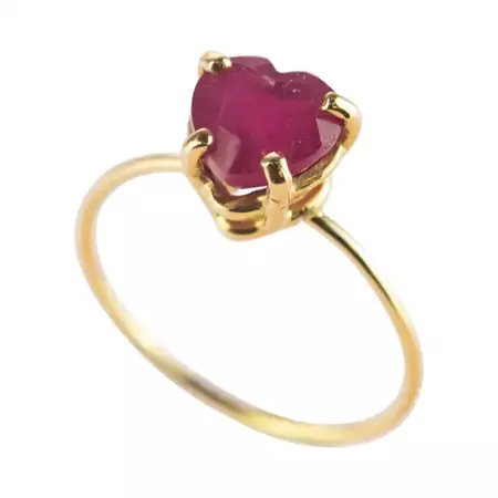 Intini Jewels Ruby Heart 18 Karat Yellow Gold Valentine's Romantic Love Ring For Sale at 1stDibs | valentines jewels, pillars of eternity ruby, ruby heart gold ring