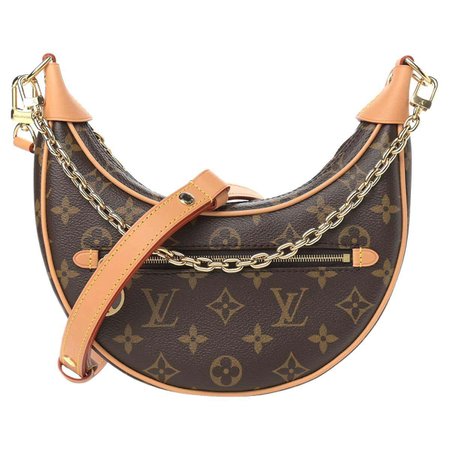 LOUIS VUITTON NEW Monogram Canvas Loop Gold Chain Small Evening Shoulder Bag For Sale at 1stDibs