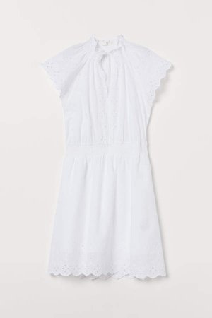 Embroidered Cotton Dress - White