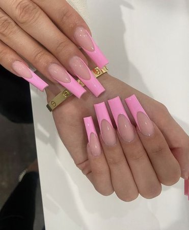 pink french tips nails