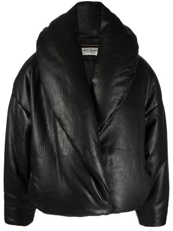 Saint Laurent logo-debossed Oversized Leather Jacket - Farfetch