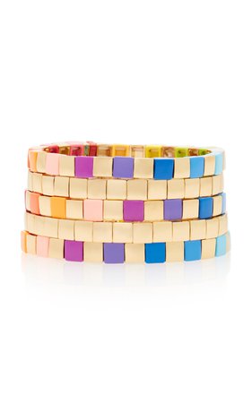 Golden Rainbow Set-of-Three Gold-Tone and Enamel Bracelets by Roxanne Assoulin | Moda Operandi
