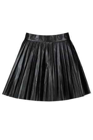 Pleated Leather Look Mini Skirt | Boohoo