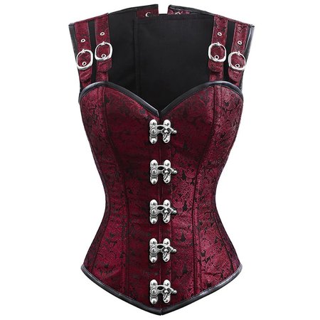 Steampunk Cothic Style Sexy Steel Bone Corset Black Red Double Buckle Straps Bustier Lace Up Tank Overbust Corsets Espartilho|corset espartilho|steel boned corsetoverbust corset - AliExpress