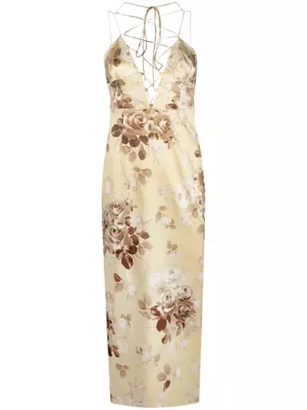 Alessandra Rich floral-print Silk Midi Dress - Farfetch