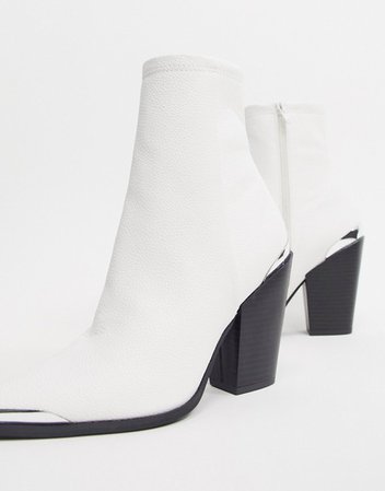 Public Desire Phoenix western sock boots in white | ASOS