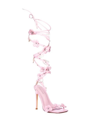 pink strap flower heel