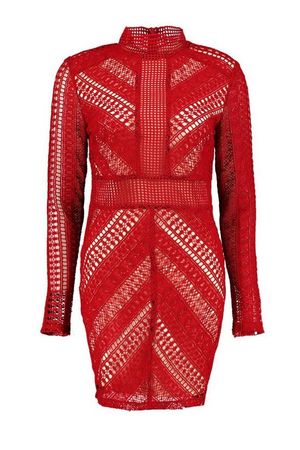 Boutique Crochet Panelled Bodycon Dress | Boohoo
