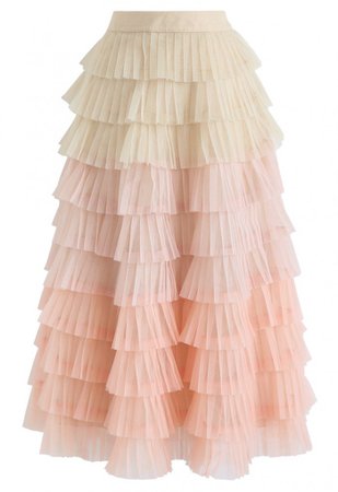 Sweetest Dream Gradient Tiered Mesh Skirt - Retro, Indie and Unique Fashion