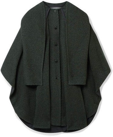 Oversized Wool-blend Twill Cape-effect Coat - Green