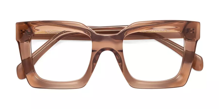 Caramel Oversized Thick Square Eyeglasses - Piper