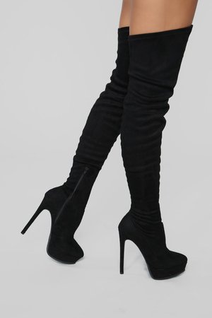 Envious Much Faux Suede Heeled Boot - Black