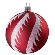 Red oval with snowy swirls handmade glass christmas ornament
