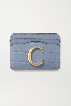 C Croc-effect Leather Cardholder - Blue