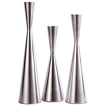 Amazon.com: LampLust Taper Candle Holders Set of 3 - Silver Finished Tall Candlesticks, Fits Standard Tapered Candles, Table Centerpiece or Modern Decor: Home & Kitchen